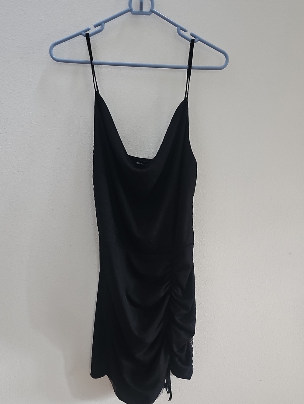 PrettyLittleThing Black Cowl Ruched Mini Dress